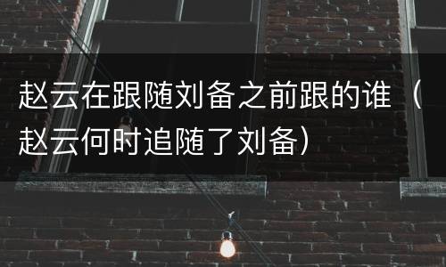 赵云在跟随刘备之前跟的谁（赵云何时追随了刘备）