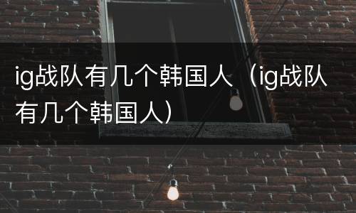 ig战队有几个韩国人（ig战队有几个韩国人）