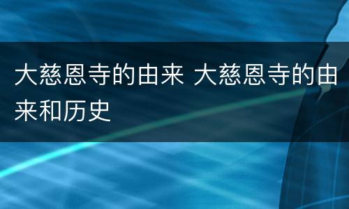 大慈恩寺的由来 大慈恩寺的由来和历史