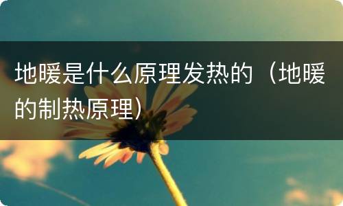 地暖是什么原理发热的（地暖的制热原理）