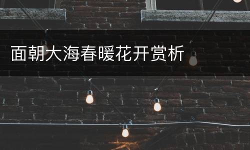 面朝大海春暖花开赏析