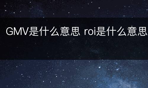 GMV是什么意思 roi是什么意思