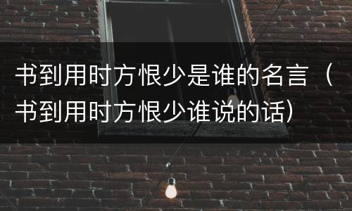 书到用时方恨少是谁的名言（书到用时方恨少谁说的话）