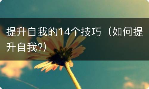 提升自我的14个技巧（如何提升自我?）
