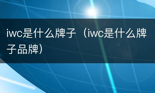 iwc是什么牌子（iwc是什么牌子品牌）