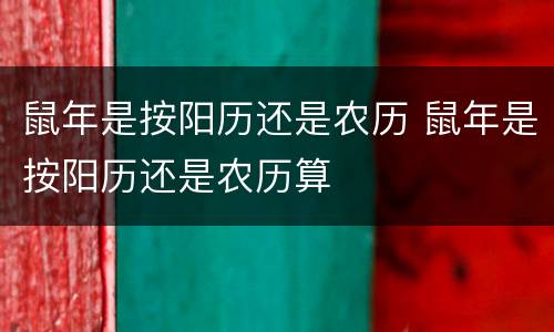 鼠年是按阳历还是农历 鼠年是按阳历还是农历算