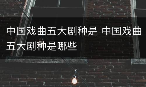 中国戏曲五大剧种是 中国戏曲五大剧种是哪些
