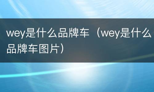 wey是什么品牌车（wey是什么品牌车图片）