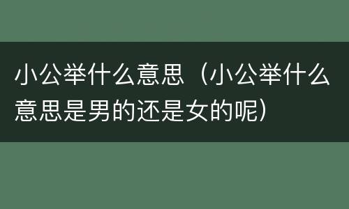 小公举什么意思（小公举什么意思是男的还是女的呢）
