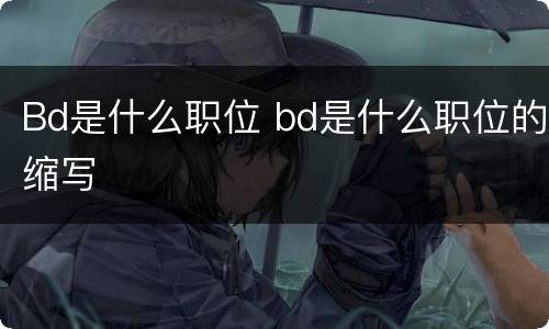 Bd是什么职位 bd是什么职位的缩写