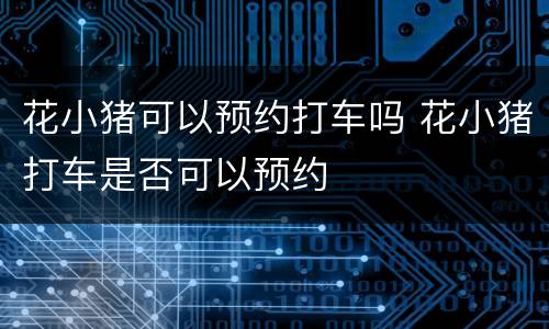 花小猪可以预约打车吗 花小猪打车是否可以预约