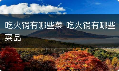 吃火锅有哪些菜 吃火锅有哪些菜品