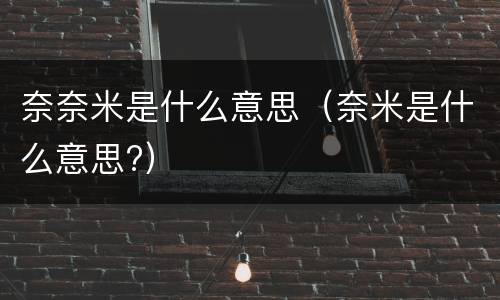 奈奈米是什么意思（奈米是什么意思?）
