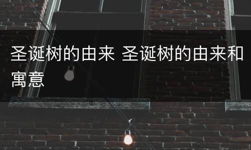 圣诞树的由来 圣诞树的由来和寓意