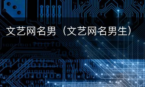 文艺网名男（文艺网名男生）
