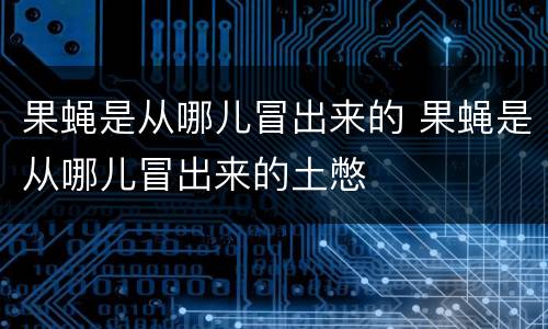 果蝇是从哪儿冒出来的 果蝇是从哪儿冒出来的土憋