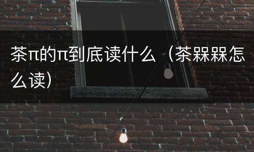 茶π的π到底读什么（茶槑槑怎么读）