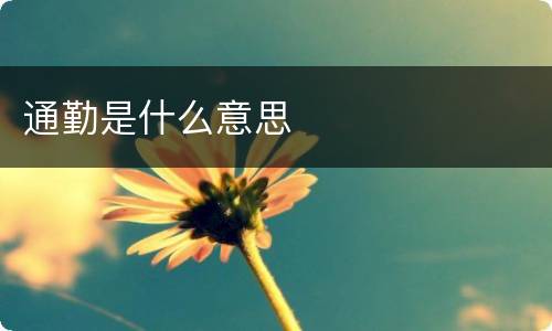 通勤是什么意思