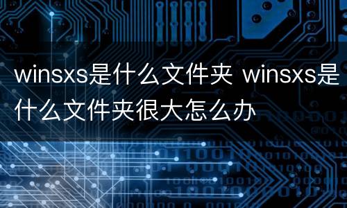 winsxs是什么文件夹 winsxs是什么文件夹很大怎么办