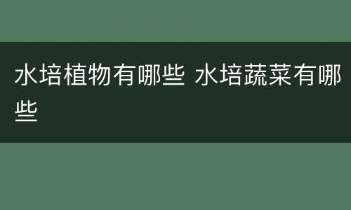 水培植物有哪些 水培蔬菜有哪些