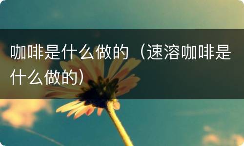 咖啡是什么做的（速溶咖啡是什么做的）