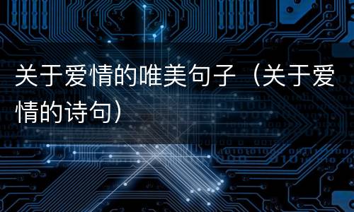 关于爱情的唯美句子（关于爱情的诗句）