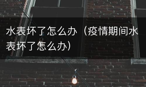 水表坏了怎么办（疫情期间水表坏了怎么办）