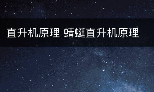 直升机原理 蜻蜓直升机原理