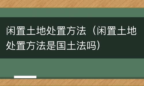 闲置土地处置方法（闲置土地处置方法是国土法吗）