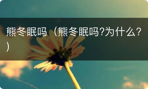 熊冬眠吗（熊冬眠吗?为什么?）