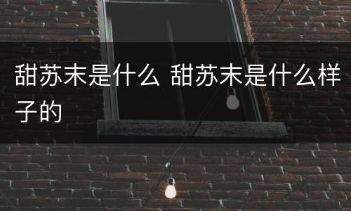 甜苏末是什么 甜苏末是什么样子的