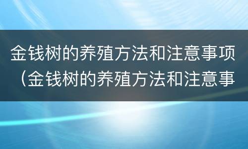 金钱树的养殖方法和注意事项（金钱树的养殖方法和注意事项耐阴观叶植物）