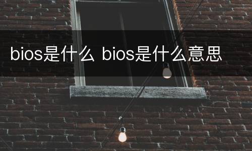 bios是什么 bios是什么意思