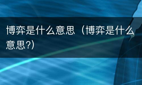 博弈是什么意思（博弈是什么意思?）