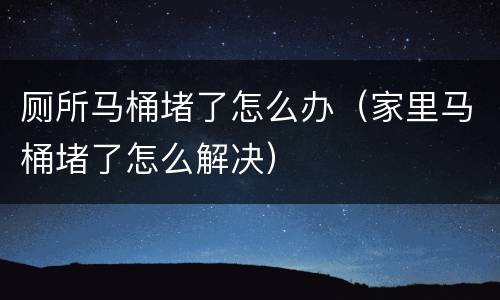 厕所马桶堵了怎么办（家里马桶堵了怎么解决）