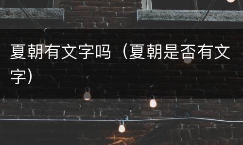 夏朝有文字吗（夏朝是否有文字）