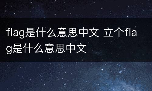 flag是什么意思中文 立个flag是什么意思中文