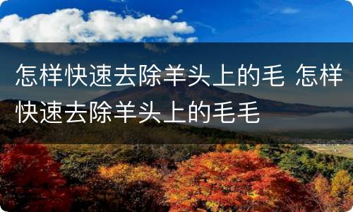 怎样快速去除羊头上的毛 怎样快速去除羊头上的毛毛
