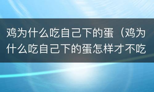 鸡为什么吃自己下的蛋（鸡为什么吃自己下的蛋怎样才不吃蛋）