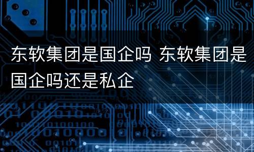 东软集团是国企吗 东软集团是国企吗还是私企
