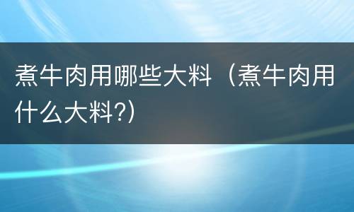 煮牛肉用哪些大料（煮牛肉用什么大料?）