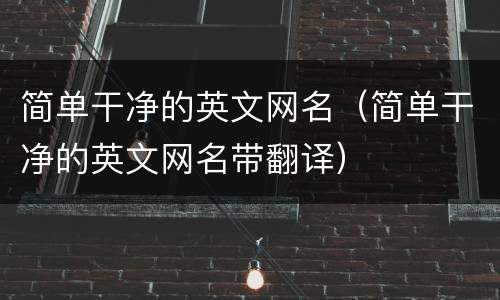 简单干净的英文网名（简单干净的英文网名带翻译）