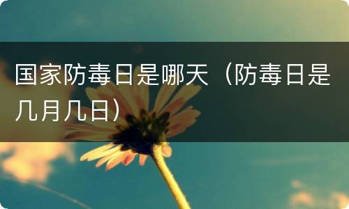 国家防毒日是哪天（防毒日是几月几日）