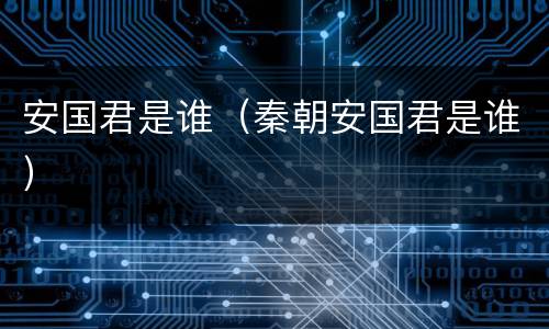 安国君是谁（秦朝安国君是谁）