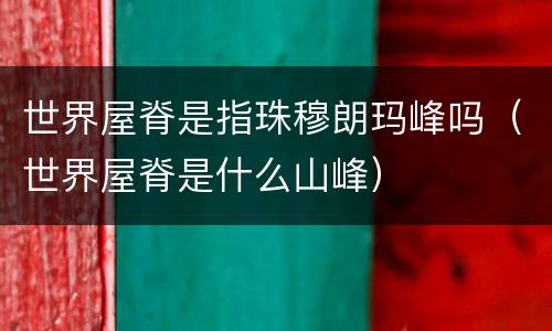 世界屋脊是指珠穆朗玛峰吗（世界屋脊是什么山峰）