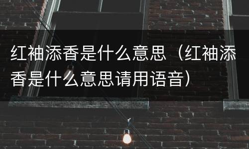 红袖添香是什么意思（红袖添香是什么意思请用语音）