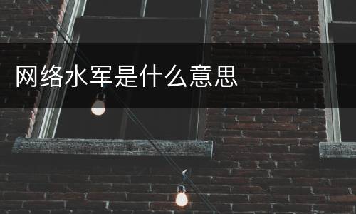 网络水军是什么意思