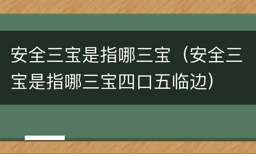 安全三宝是指哪三宝（安全三宝是指哪三宝四口五临边）