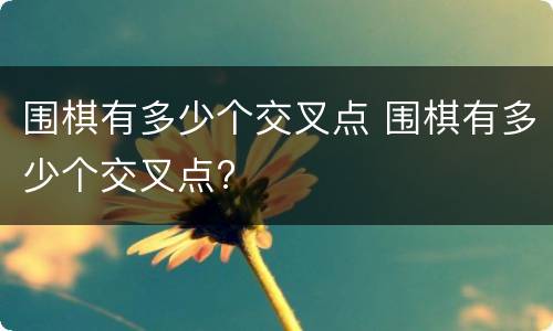 围棋有多少个交叉点 围棋有多少个交叉点?