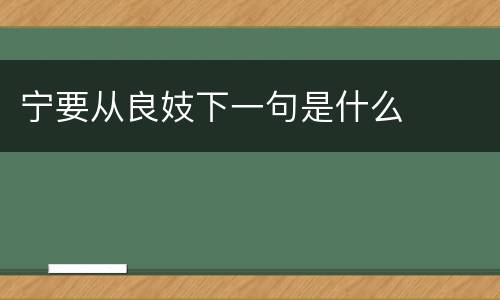 宁要从良妓下一句是什么